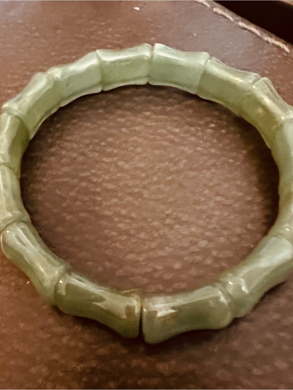 Green Bamboo-Style Resin Bangle Bracelet - Women Jewelry